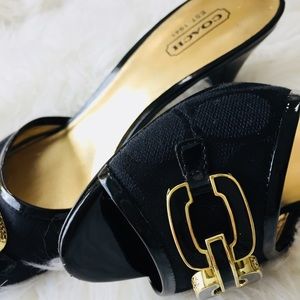 Black Coach Peep Toe Heels sz 7